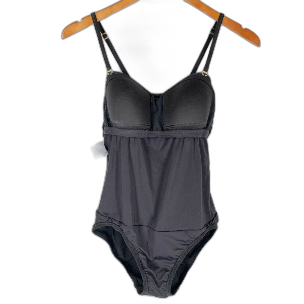 💐 Lands’ End 4 Women’s Black One‑Piece Swimsuit – Ruched Tummy Control Swimwear - Picture 6 of 7